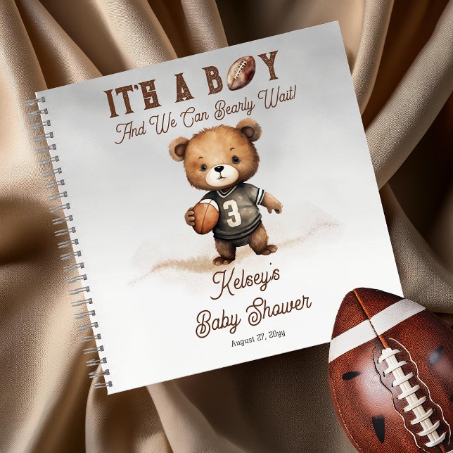 Bearly Wait American Football Baby Shower Guest  Notebook (Teddy Bear Boy "We Can Bearly Wait!" American Football Baby Shower Guest Book Notebook)
