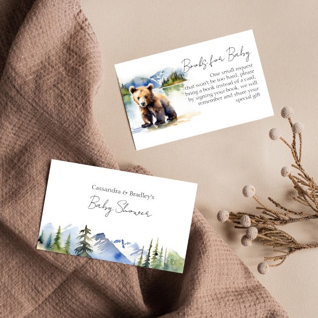 Bearly wait baby shower books for baby enclosure card (Bearly wait adventure national parks bear cub baby shower books for baby request card watercolor)