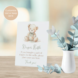 Bearly Wait Baby Shower Diaper Raffle Table Sign