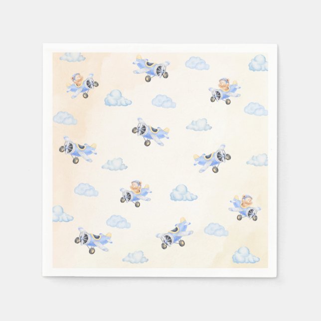 Bearly Wait Baby Shower Flying Bear & Cloud  Napkins (Front)