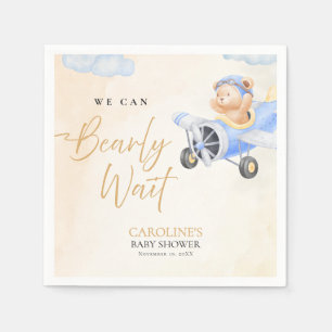 Bearly Wait Baby Shower, Flying Bear Watercolor Napkins