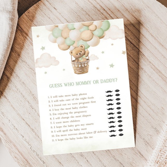 Bearly Wait Baby Shower Guess Mommy or Daddy Game (Bearly Wait Bear Baby Shower Game)