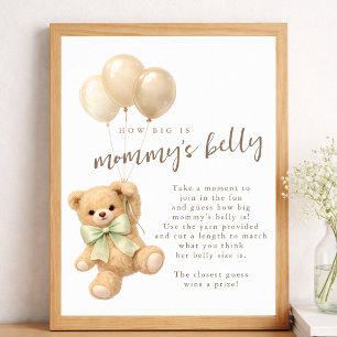 Bearly Wait Baby Shower How Big Is Mommy's Belly Poster