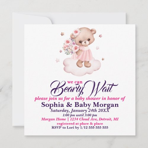 Bearly Wait Baby Shower  Invitation