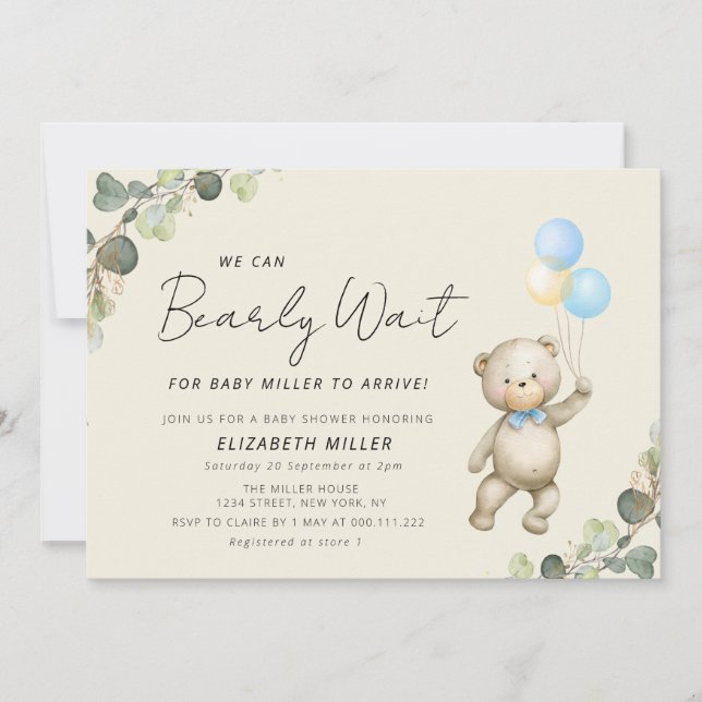 bearly wait baby shower invitation (Front)
