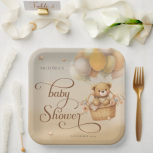 Bearly wait baby shower paper plates