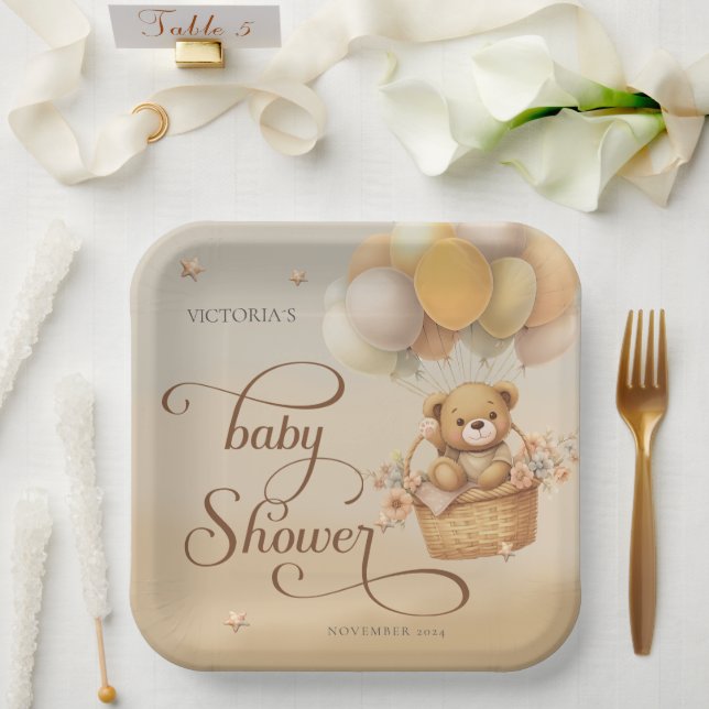 Bearly wait baby shower  paper plates (Wedding)
