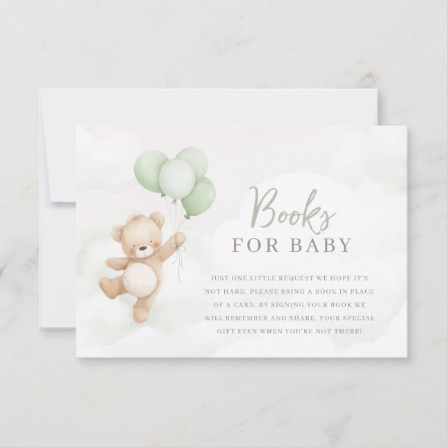 Bearly Wait Baby Shower Sage Bear Books For Baby Invitation (Front)