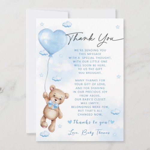 Bearly Wait Baby Shower  Thank You Card