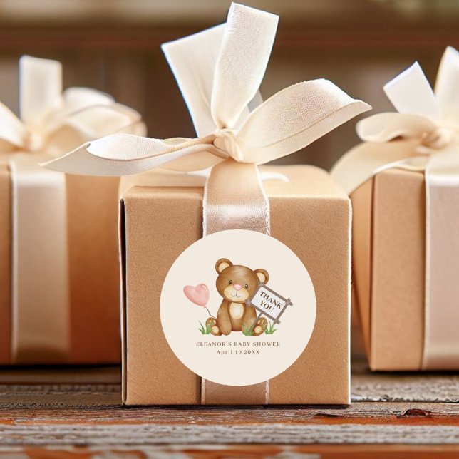 Bearly Wait Baby Shower Thank You Classic Round Sticker (Creator Uploaded)