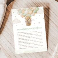 Bearly Wait Baby Shower Who knows Daddy Best Game