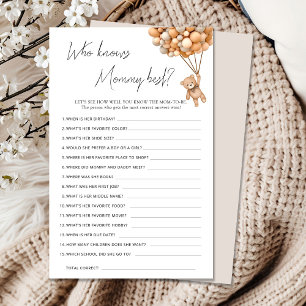 Bearly Wait Baby Shower Who Knows Mommy Best