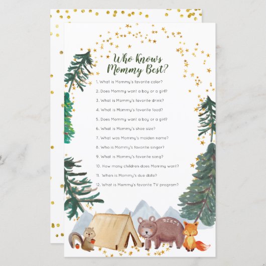 Bearly Wait Baby Shower Who Knows Mommy Best Game (Front/Back)