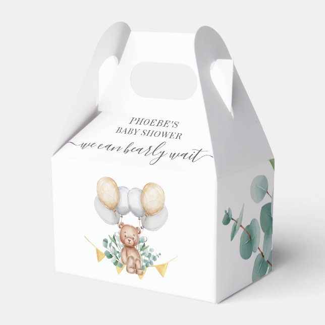 Bearly Wait Baby Shower Woodland Bear Animal Favor Boxes (Front Side)