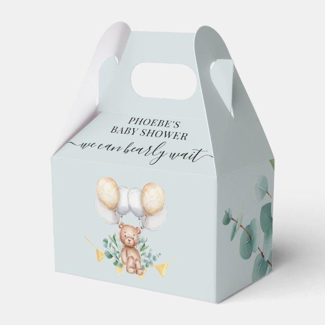 Bearly Wait Baby Shower Woodland Bear Animal Favor Favor Boxes (Front Side)