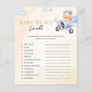 Bearly Wait Baby Shower Word Scramble Flying Bear