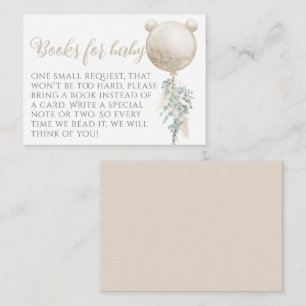 Bearly wait Balloon Baby Shower books Enclosure Card