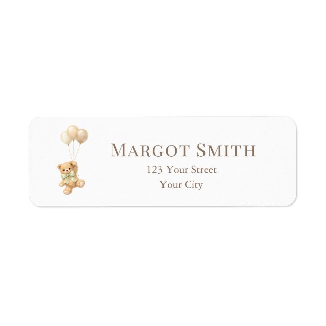 Bearly Wait Balloons Baby Shower Return Address Label (Front)