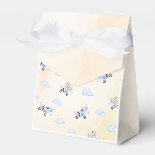 Bearly Wait Bear & Cloud Pattern Baby Shower Favor Boxes (Front Side)