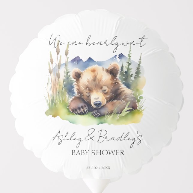 Bearly wait bear cub adventure awaits baby shower balloon (Front)