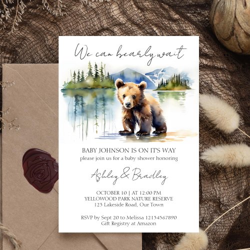 Bearly wait bear cub adventure awaits baby shower invitation