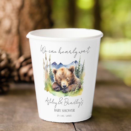 Bearly wait bear cub adventure awaits baby shower paper cups