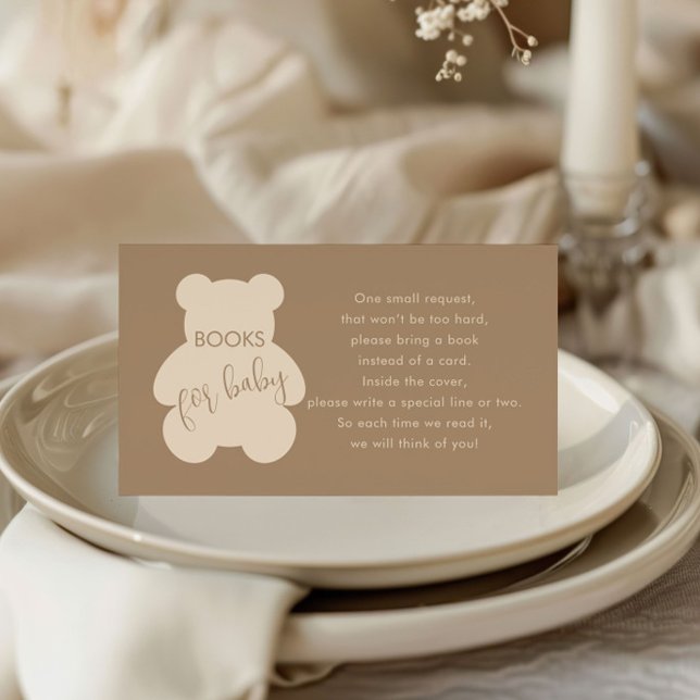 Bearly Wait Beige Baby Shower Books For Baby Enclosure Card (Creator Uploaded)