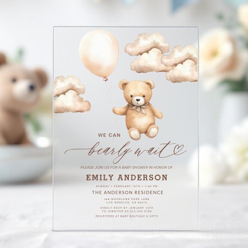 We Can Bearly Wait Neutral baby shower invitation