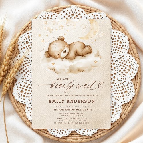 We Can Bearly Wait Neutral baby shower invitation