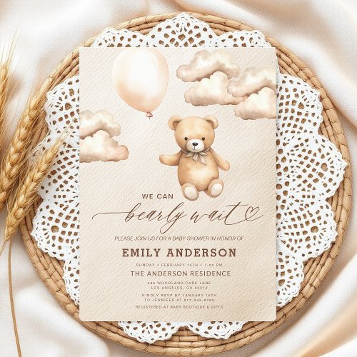 We Can Bearly Wait Neutral baby shower invitation