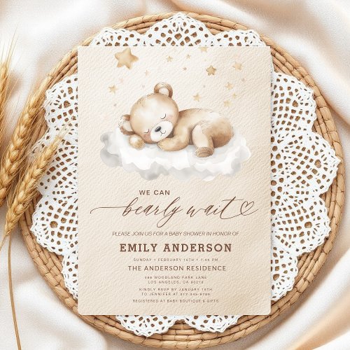 We Can Bearly Wait Neutral baby shower invitation