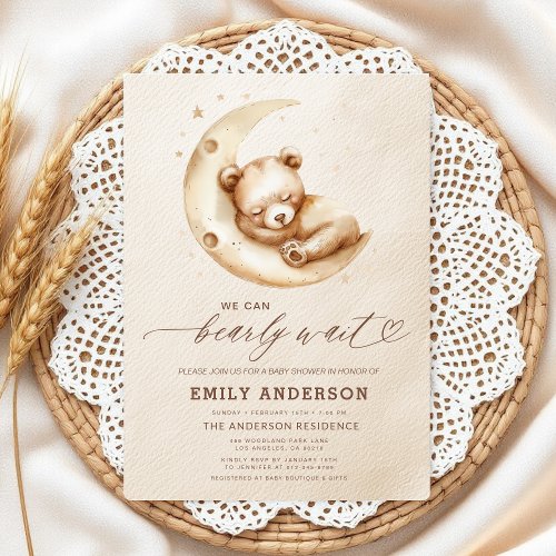 We Can Bearly Wait Neutral baby shower invitation