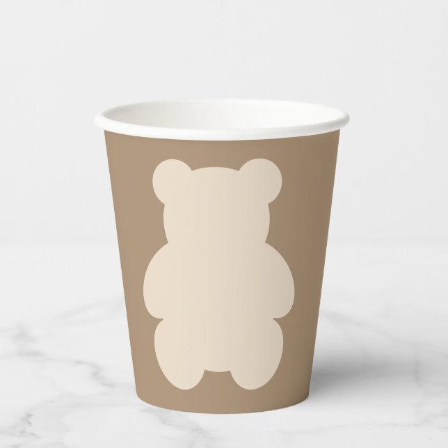 Bearly Wait Beige Teddy Bear Baby Shower Paper Cups (Front)