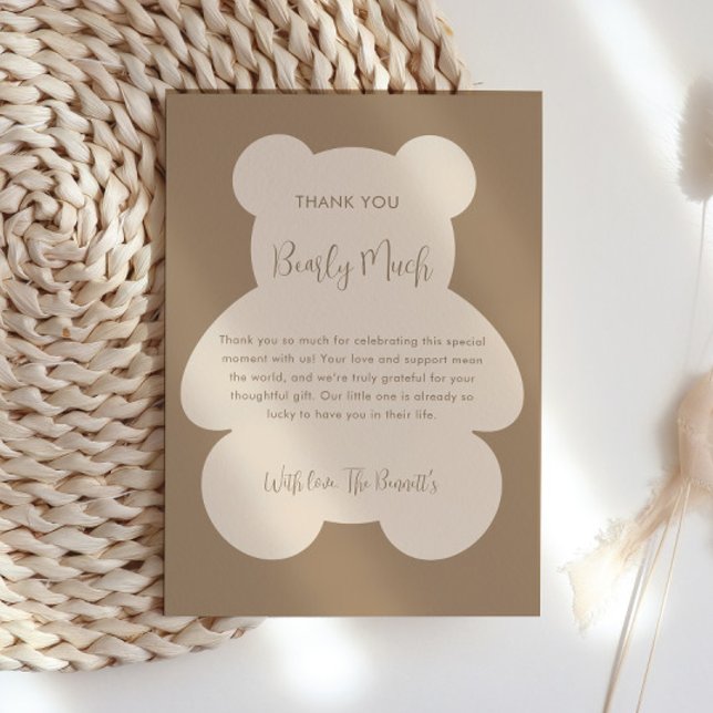 Bearly Wait Beige Teddy Bear Baby Shower Thank You Card (Creator Uploaded)