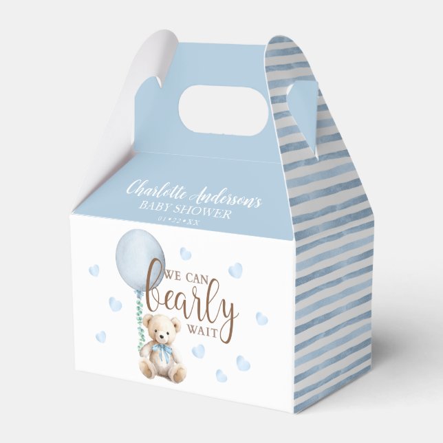 Bearly Wait Blue Baby Shower Favor Box (Front Side)