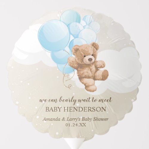 Bearly Wait Blue Balloon Teddy Bear