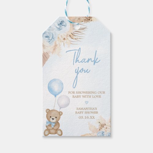 Bearly Wait Blue Bear Baby Shower Favor Tags