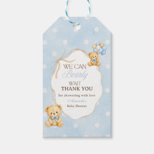 Bearly Wait Blue Bear Boy Baby Shower Party Gift Tags