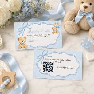 Bearly Wait Blue Bear Boy Baby Shower Registry Enclosure Card