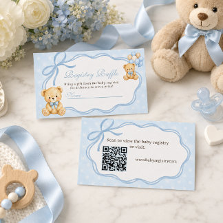Bearly Wait Blue Bear Boy Baby Shower Registry Enclosure Card