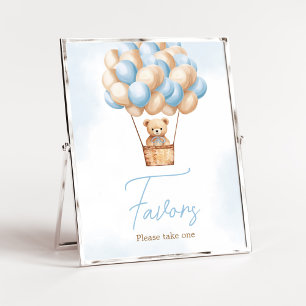 Bearly Wait Blue Hot Air Balloon Baby Favors Poster
