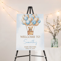 Bearly Wait Blue Hot Air Balloon Welcome Sign