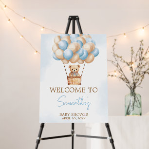 Bearly Wait Blue Hot Air Balloon Welcome Sign