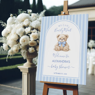 Bearly Wait Blue Stripes Teddy Bear Baby Shower Foam Board