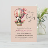 Bearly Wait Blush Pink Panda Floral Baby Shower Invitation (Standing Front)