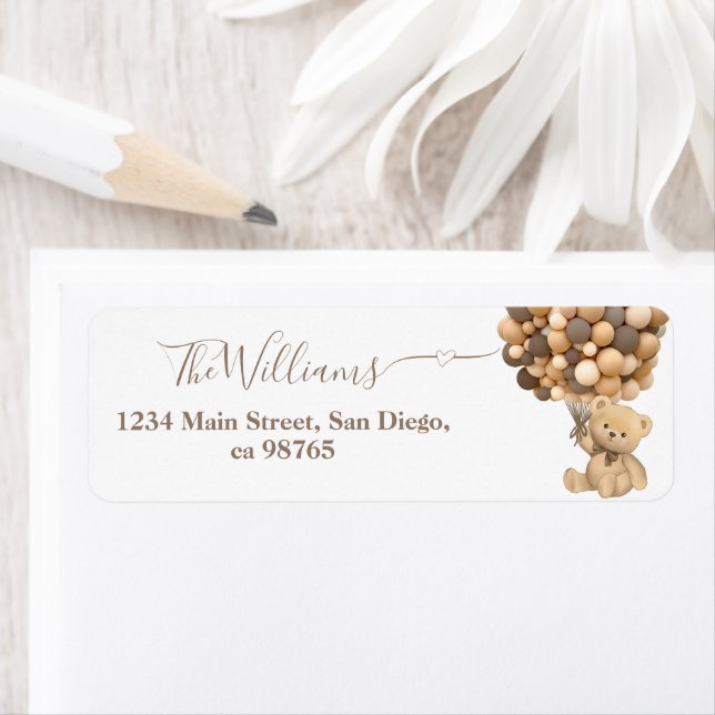 Bearly Wait Boho Balloon Neutral Baby Shower Book Label (Insitu)