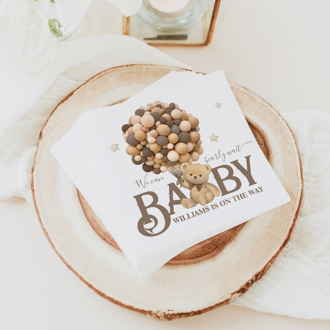 Bearly Wait Boho Balloon Neutral Baby Shower Napkins (Creator Uploaded)