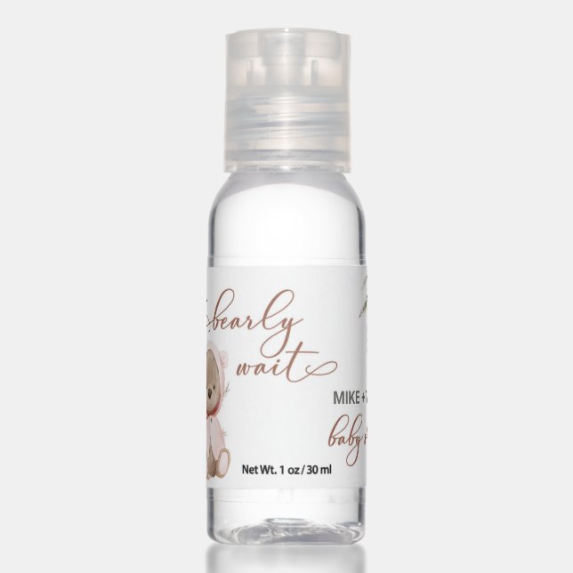 Bearly wait boho bear baby shower sanitizer bottle (Front)