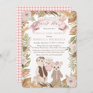 Bearly Wait Boho Bear Family Virtual Baby Shower I Invitation