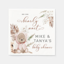 Bearly wait boho bear girl baby shower napkins.